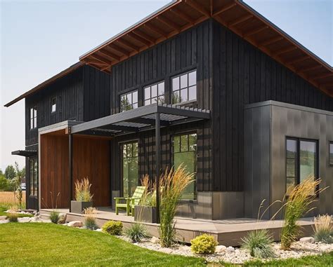 black metal house with wood accents|black metal exterior homes.